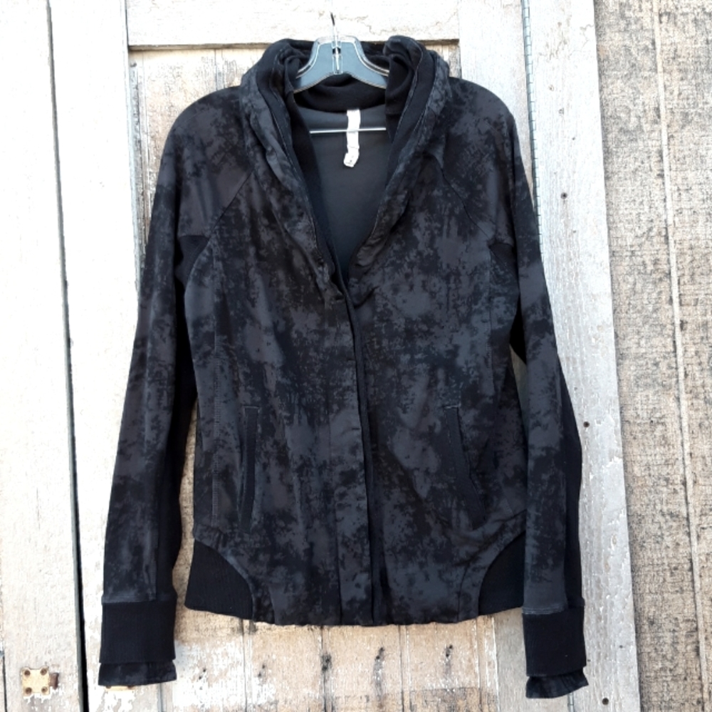 Lululemon casual athletic womens jacket black & gray 12